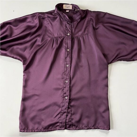 Vintage Purple Satin Blouse - Picture 7 of 9